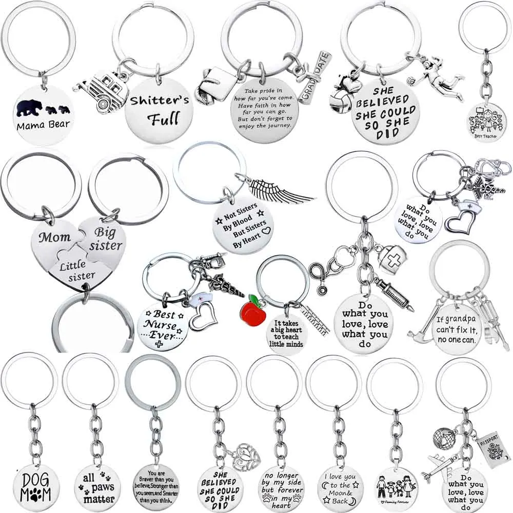 Кулон в виде сердца медвежонок шприц молот брелок для ключей мамы папы медсестры