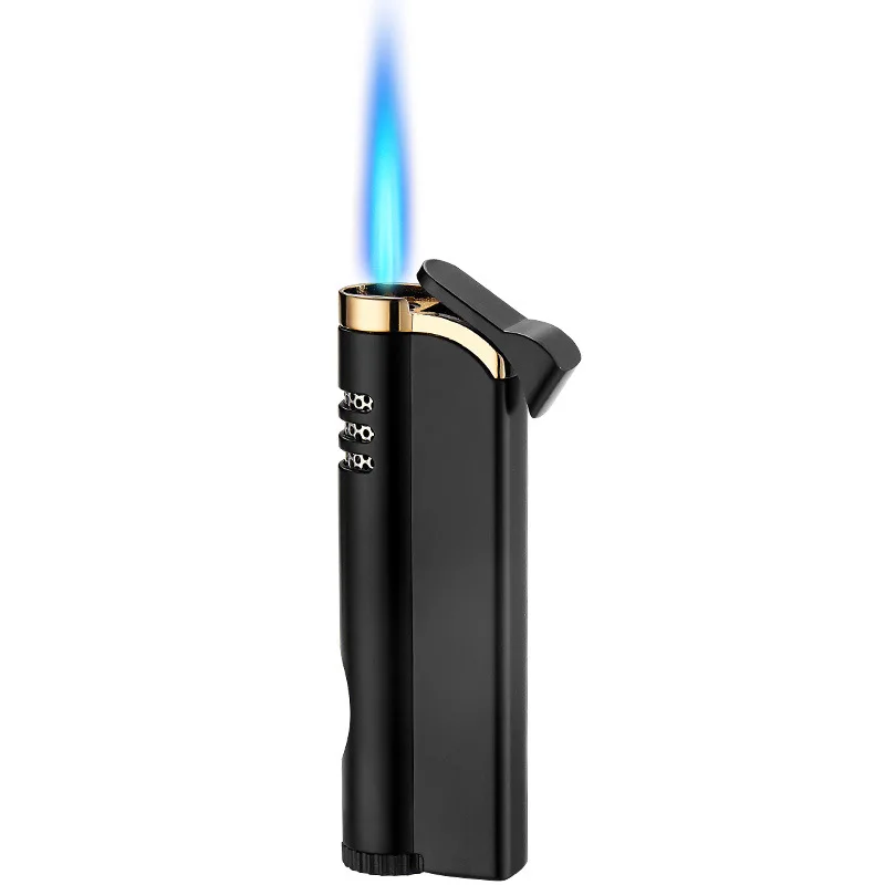 

New Metal Long Stripe Jet Lighter Torch Turbo Butane Gas 1300 C Windproof Lighter Straight Fire Welding Cigar Cigarettes Lighter