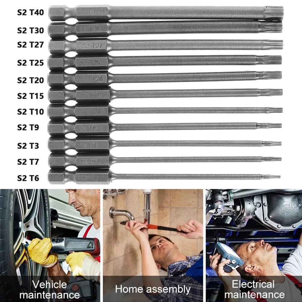11Pcs Security Tamper Proof Screwdriver Bits 150mm Long Reach Magnetic Torx T6/T8/T9/T10/T15/T20/T25/T27/T30/T35/T40 | Инструменты