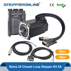 Комплект шагового двигателя STEPPERONLINE Nema 24 3 Нм, комплект шагового двигателя с замкнутым циклом Nema 24, Серводвигатель 5 А, драйверы 2 шт., кабели 1,7 м