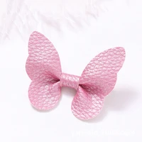 baby hair clips bow girl hairpins pu children spring summer barrette kids candy color hair accessories infant hairclip