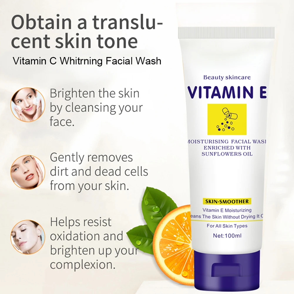 

Vitamin E Gentle Facial Wash Moisturizing Oil-Controlling Cleanser for Men and Women MH88