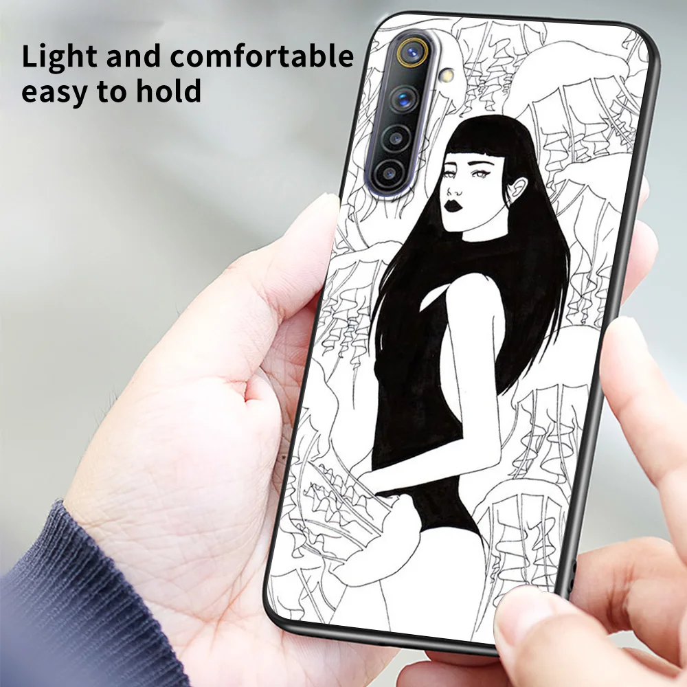 

Phone Shell For Realme V15 V13 GT Neo C25 C21 C20 C15 C11 C3 8 7 6 X50 Q2 Pro Q2i Fundas Cover Case Guscio Line Drawing Women
