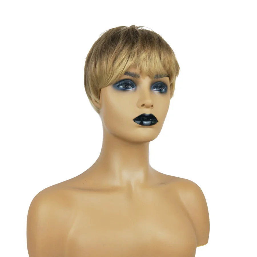 Красота на линии 6 дюймов Омбре Выделите светлые синтетические парики прямые