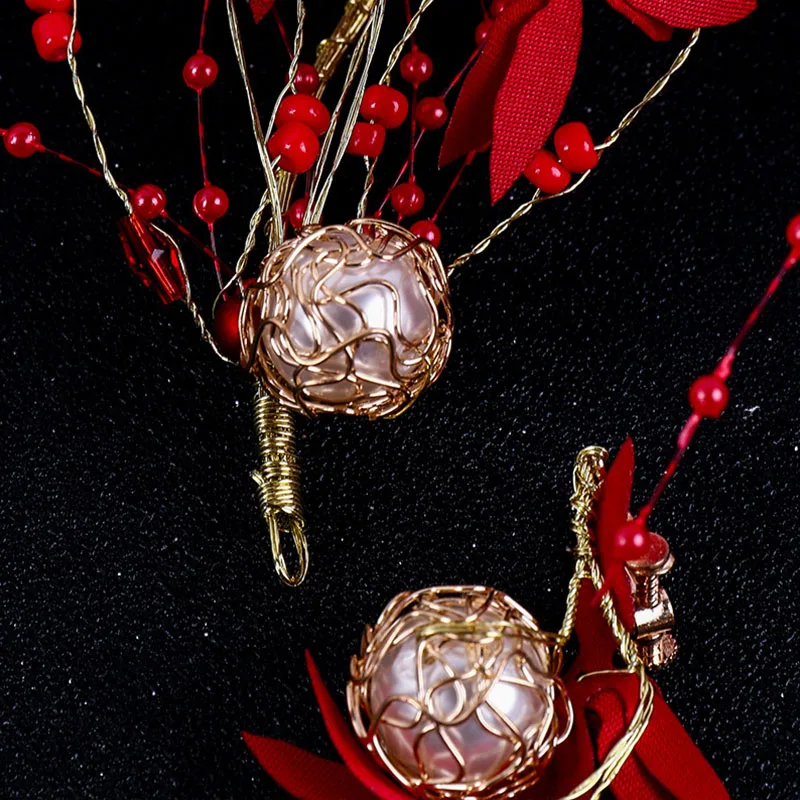 Комплект из жемчуга и сережек FORSEVEN красно золотистый комплект Жемчужной ленты с