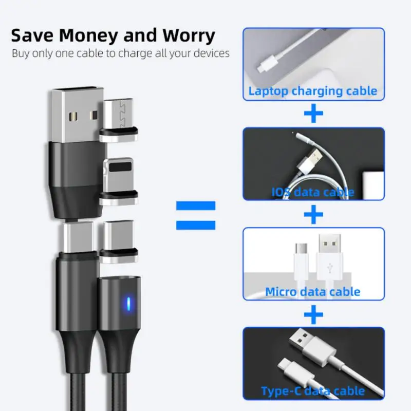 

Dropshipping PD60W Four-in-one Magnetic Data Cable, Multi-function Data Cable Can Be Used For Computer And Mobile Phone