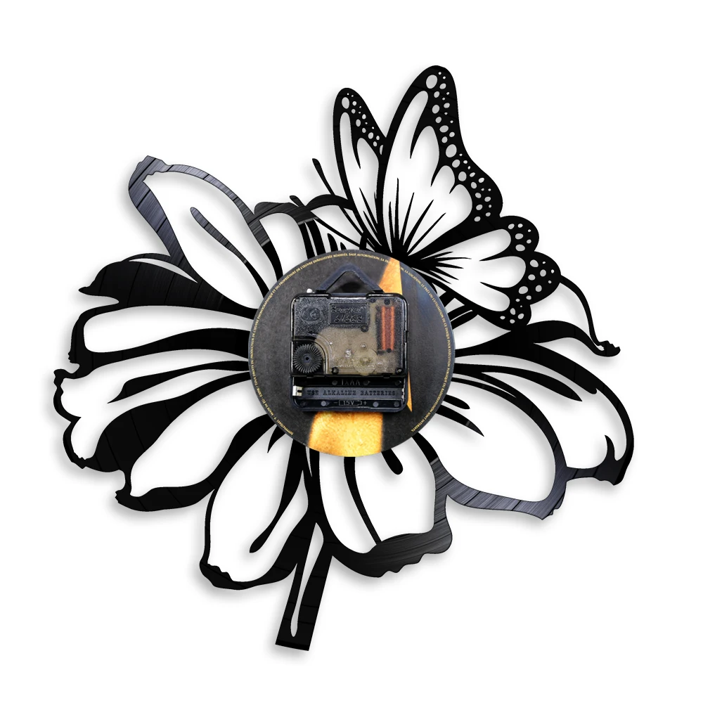 Настенные часы с изображением бабочек и цветов домашний декор настенные