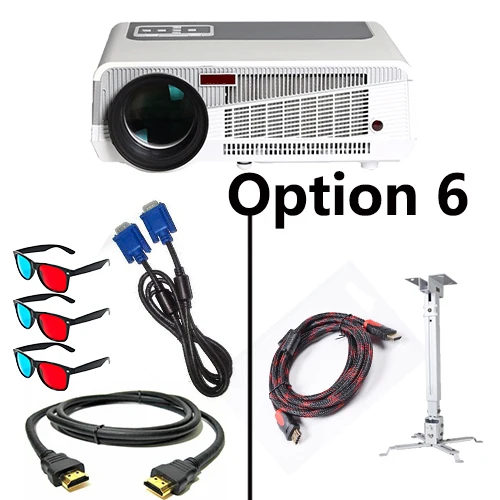 Option 6 Poner Saund светодиодный 86+ wifi Full HD 1080P светодиодный проектор Android 6,0 Bluetooth 3D проектор домашний кинотеатр видео USB 10 м HDMI штатив - Цвет: Option 6