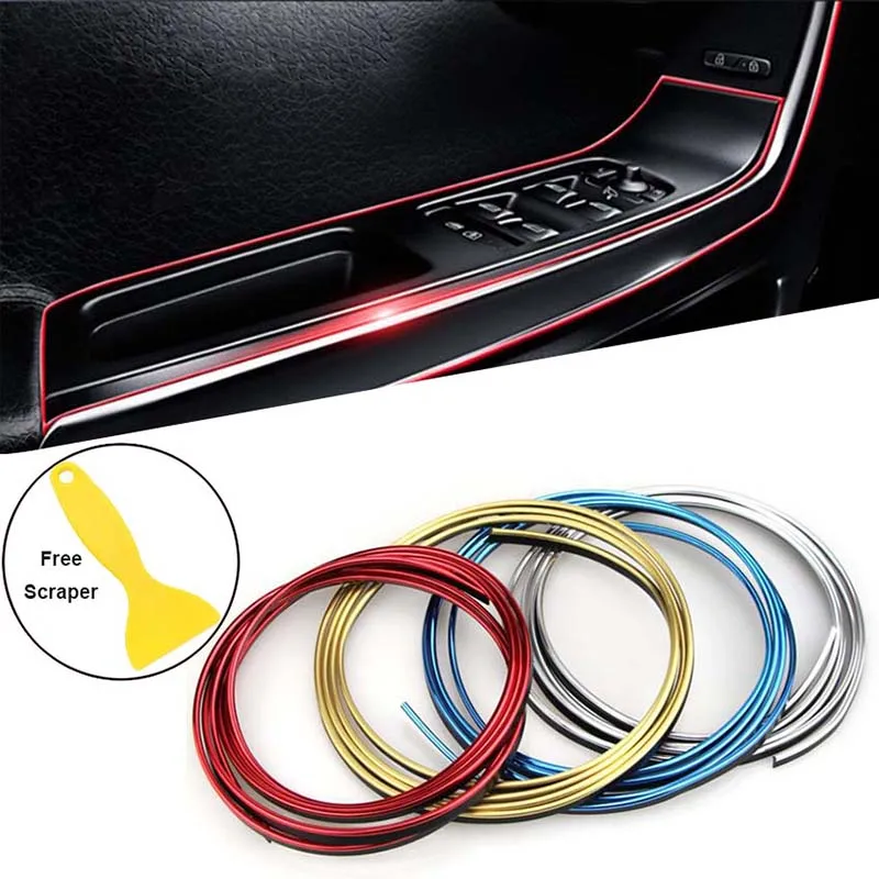 

5M Auto Mouldings Car Cover Trim Dashboard Door Edgein Car-styling Universal Car Moulding Interior Decoration Flexible Strips