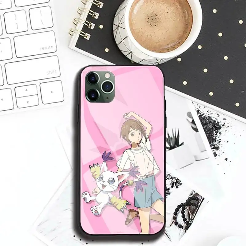 

Digimon Phone Case case For Iphone 11 Pro MAX XR X 7 8Plus SE2020 DIY Shockproof Glass Soft Silicone Edge