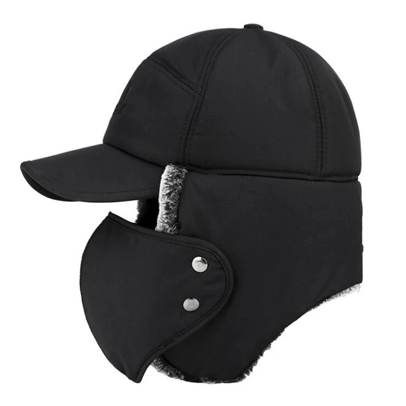 

Trend Winter Thermal Bomber Hats Men Women Fashion Ear Protection Face Windproof Ski Cap Thicken Couple Hat