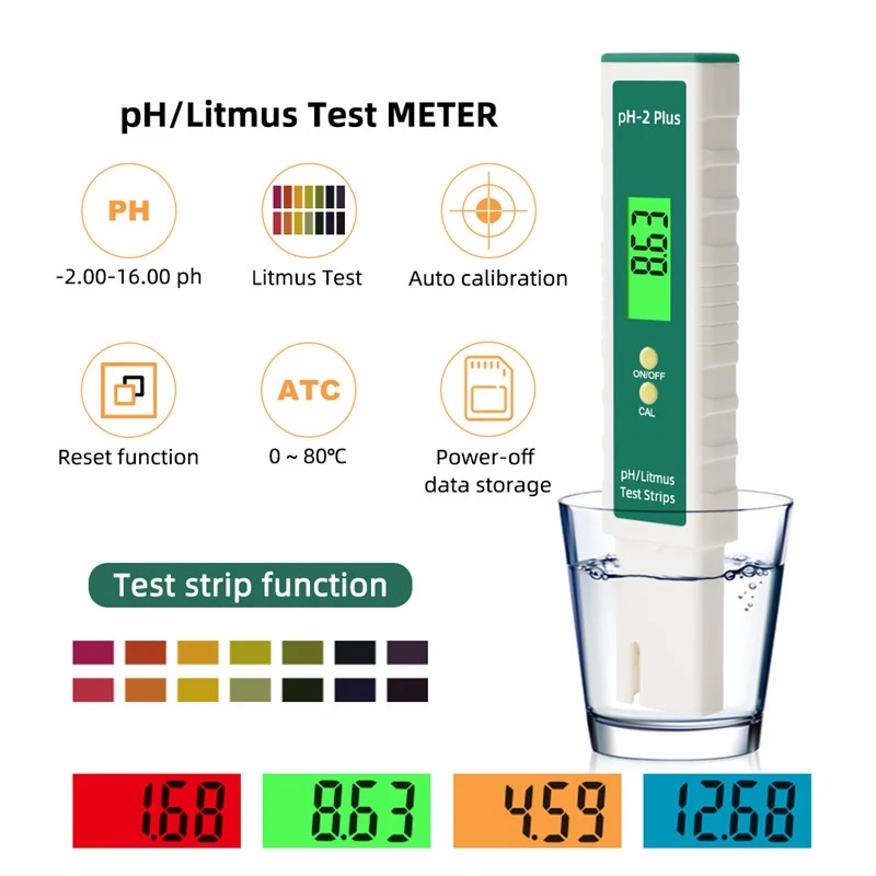 Цифровой PH-2 Plus Mete 2 00-16 00 лакмусовой тест er ATC Высокая Точность 0 01 изменение цвета с