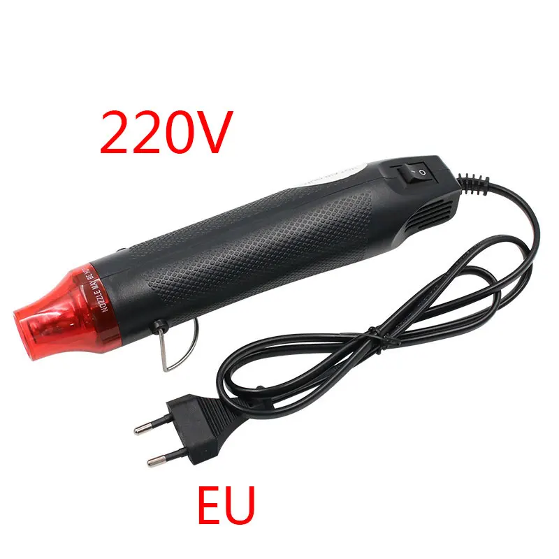 Black EU Plug Штепсельная Вилка европейского и американского стандарта, 110 В, 220 В, самодельная Тепловая пушка, Электрический электроинструмент, горячий воздух, 300 Вт, температурный пистолет с поддерживающим сиденьем, термоусадочная трубка - Цвет: Black EU Plug