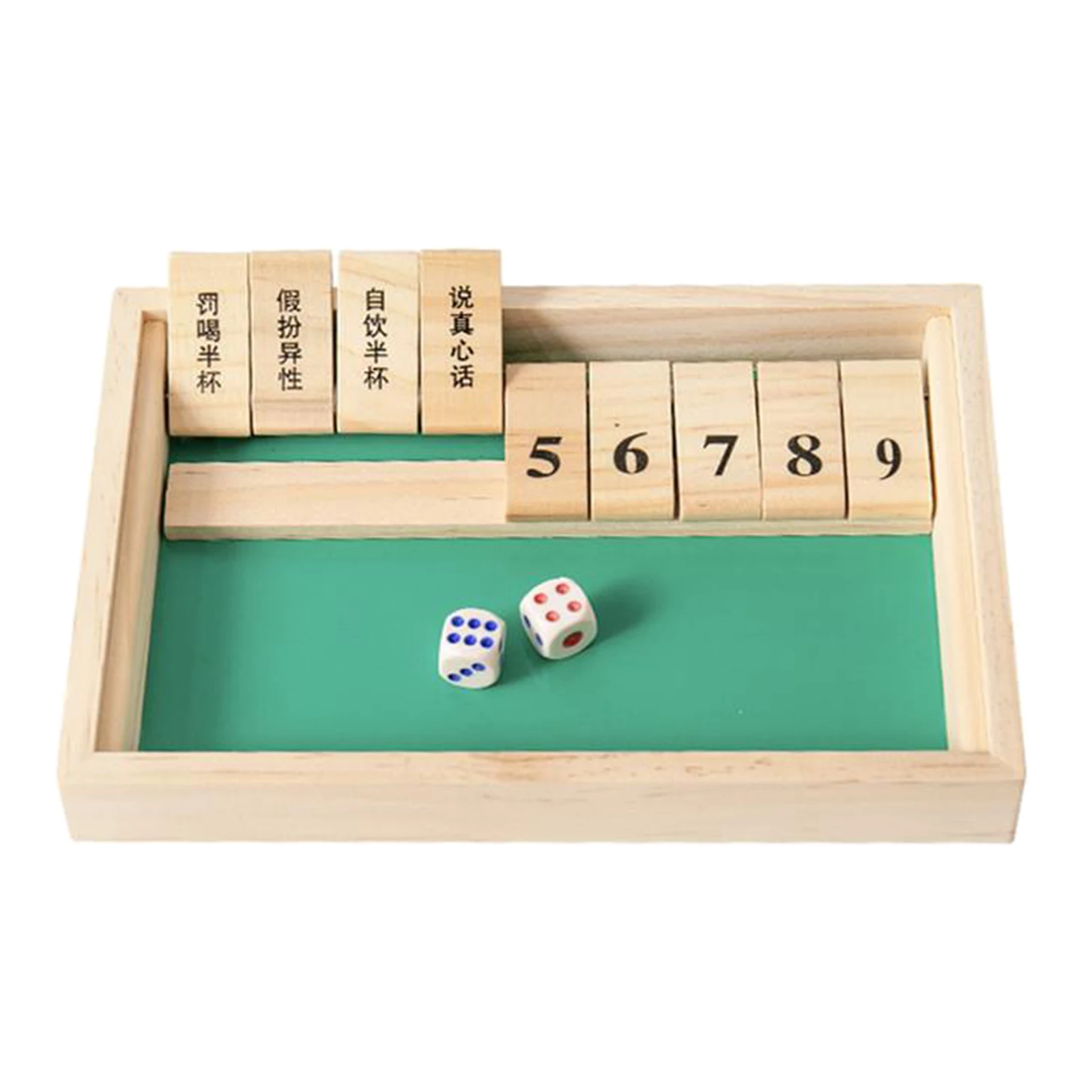 

Wood Shut The Box 9 Numbers Dice Friends Bar Toys 1-2 Player Fun Table Games