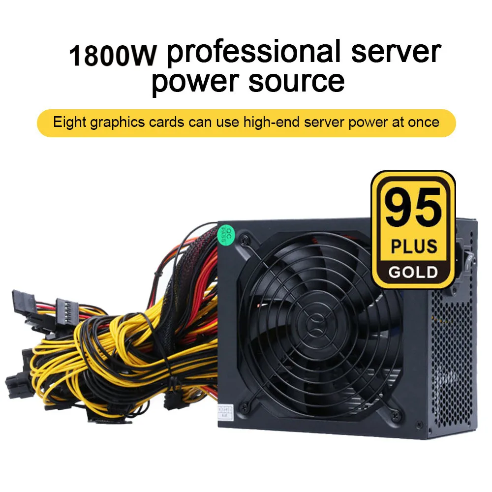 

1800W 160V-240V ATX ETH Mining Bitcoin Power Supply 95% Efficiency Support 8 Display Cards GPU for BTC Bitcoin Miner