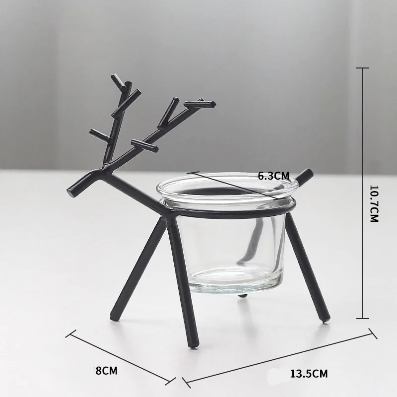 

Candle Holde Stand Metal Tea Light With Glass Cup Decorative Candlestick Tabletop Decor Home Cafe Ornaments