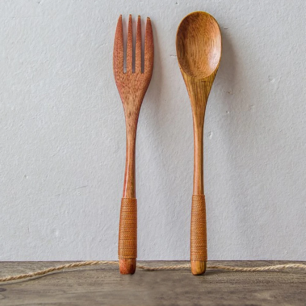 Деревянная посуда для путешествий кемпинга пикника столовая вилка в японском