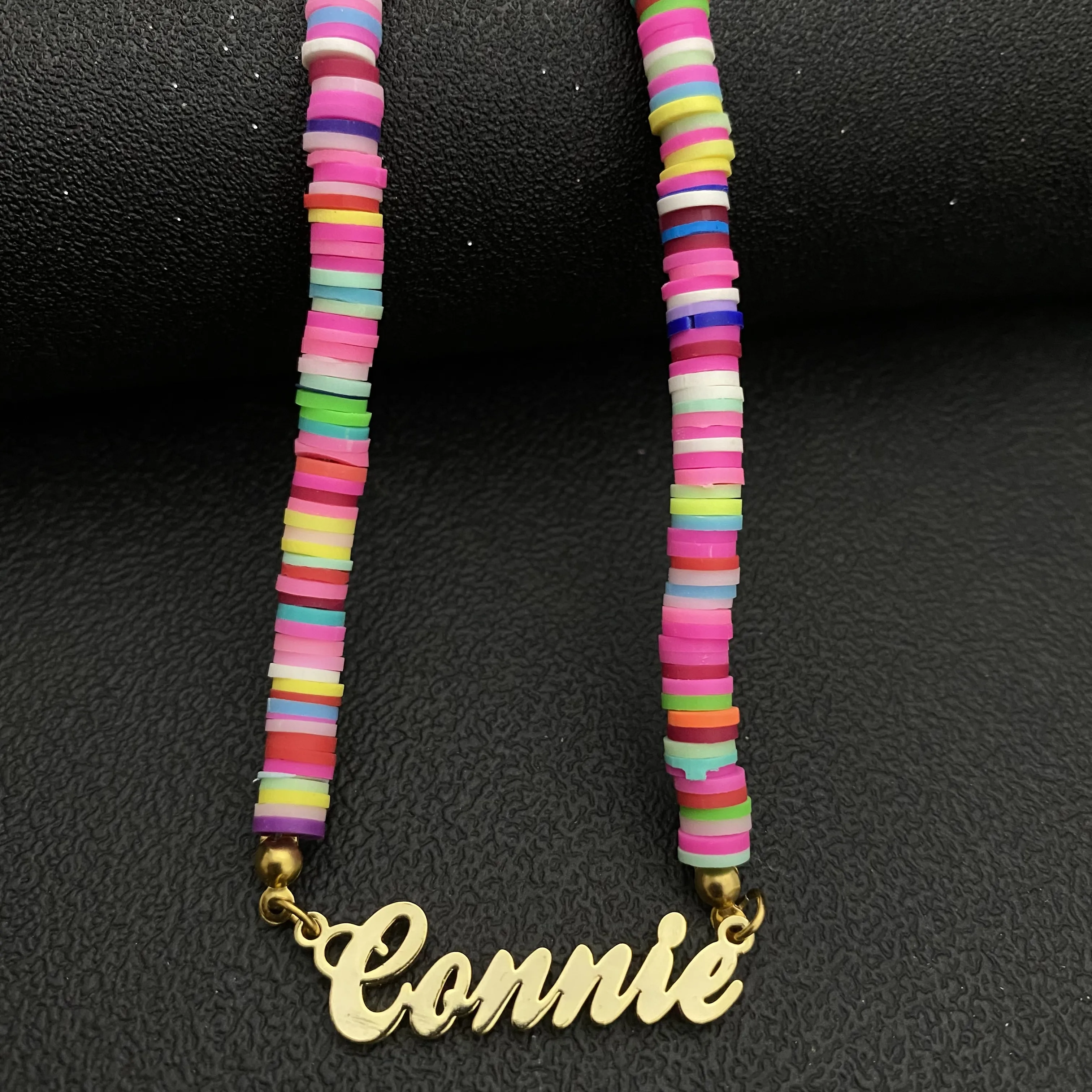 Пляжное ожерелье в богемном стиле чокер из разноцветной глины и бусин Радужный