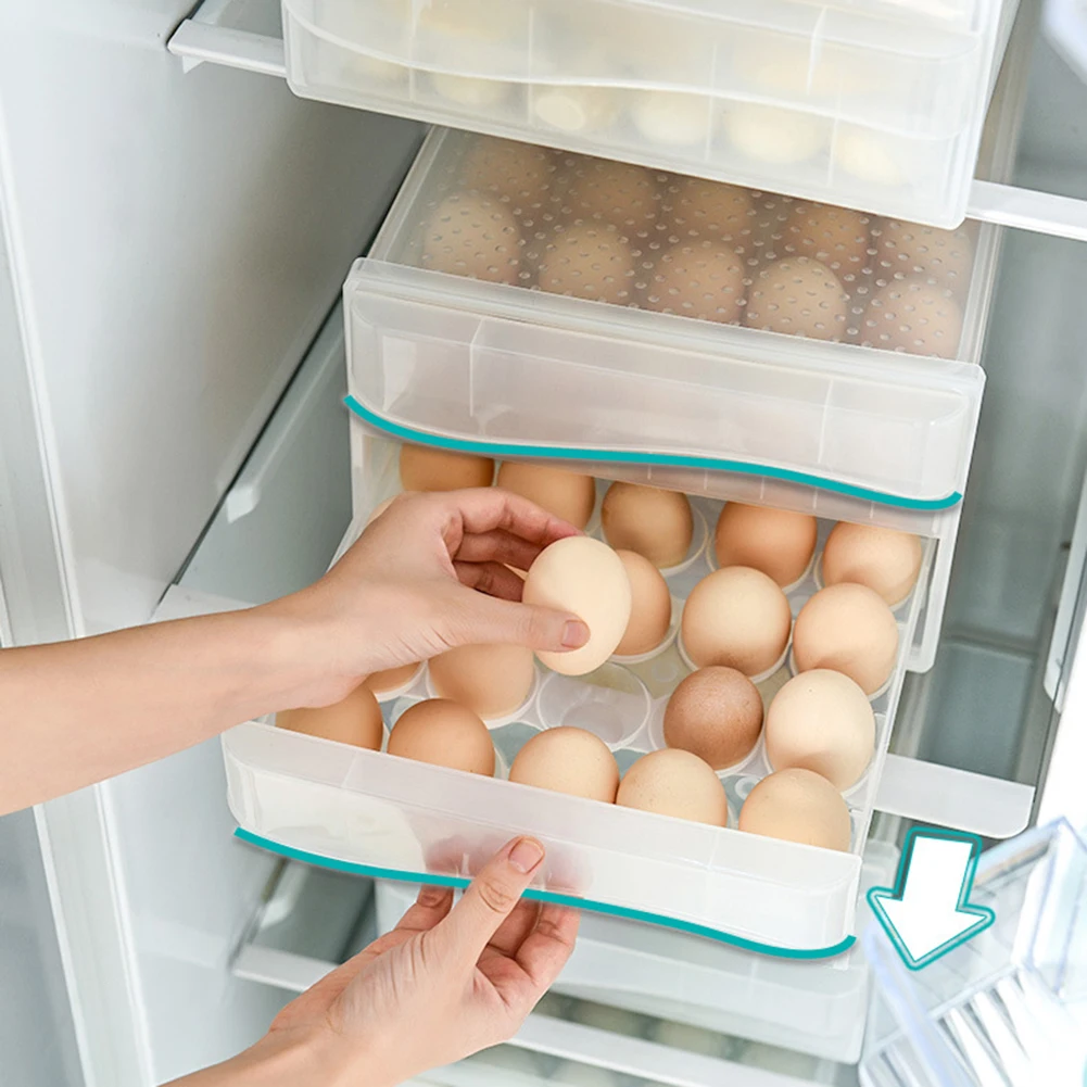 

30/60 Cavity Egg Storage Case Plastic Box Kitchen Case Refrigerator Storage Box Crisper Fridge Container Home Organizer