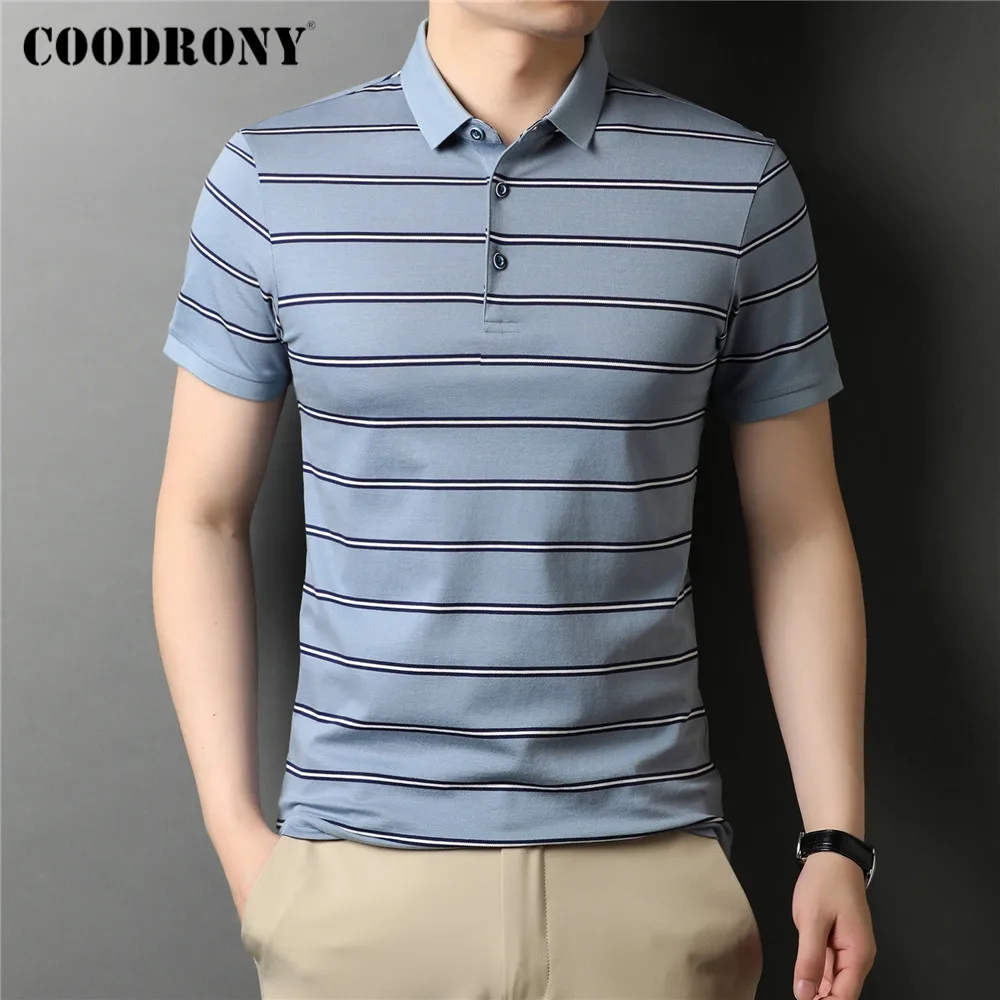 

COODRONY Brand Summer New Arrival Business Casual Striped Short Sleeve Polo-Shirt Men High Quality Cotton Tops Clothing C5282S