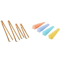 4 sizes toaster tongs and magnet wooden bamboo with 4pcs silicone popsicles ice pops molds chocolate jelly maker