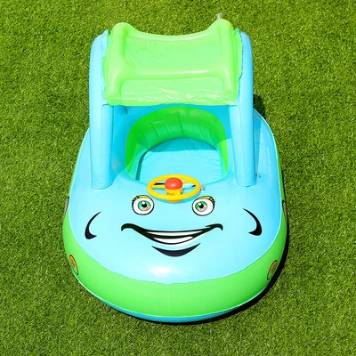 

Summer Baby Swim Ring Sunshade Steering wheel Safe Holiday Floating Kids Seat Inflatable Swimming boat toys Water pool tube PVC