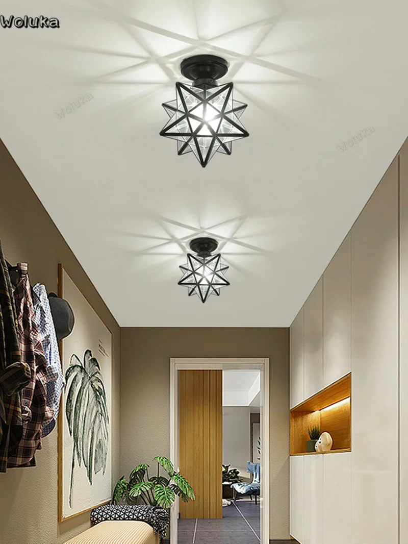 Скандинавский потолочный светильник с пентаграммой для коридора крыльца