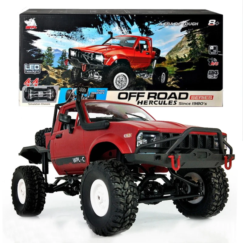 Red Original Box WPL C14 C-14 1:16 беспроводной Радиоуправляемый автомобиль 4WD 2,4 ГГц дистанционный гусеничный внедорожный автомобиль багги Модель игрушки для детей Подарки Carro RTR - Color: Red Original Box