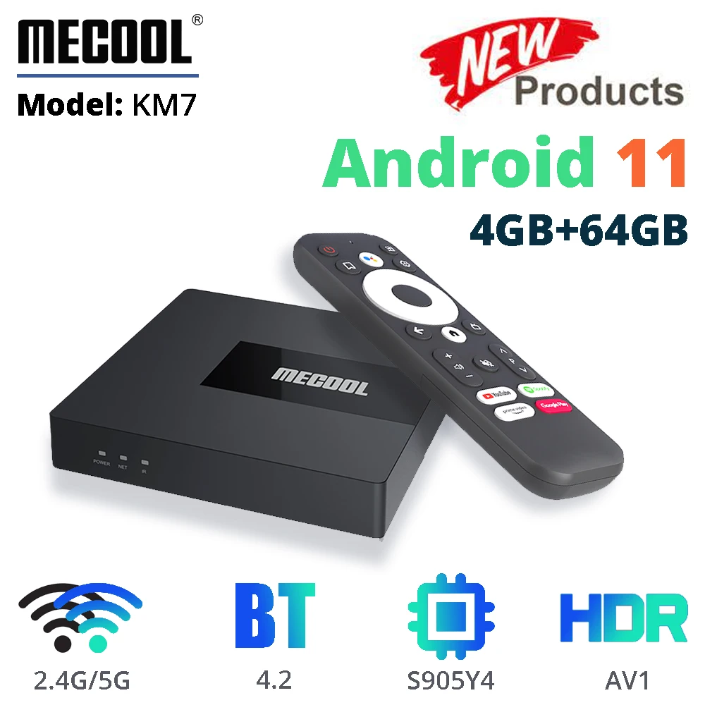 

ТВ-приставка Mecool, Android 11, KM7 A, 4 + 64 ГБ, Amlogic S905Y4 DDR4