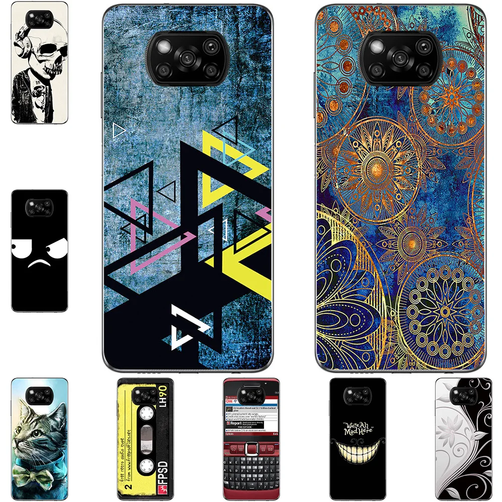 

For Xiaomi Poco X3 NFC 2020 / X3 Pro 2021 6.67 inch Phone Cases Soft TPU Mobile Cover Cute Fashion Cartoon Painted Shell Bag