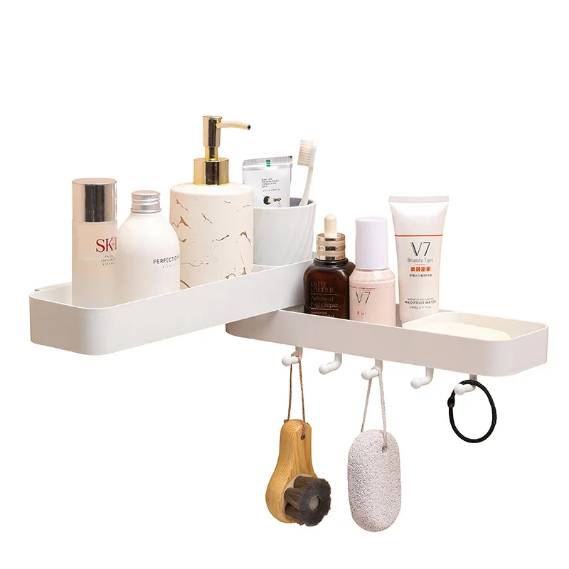 

2021 Summer New Punch-Free Bathroom Storage Rack Bathroom Rotating Wall Mounted Storage Rack Storage corner shelf shelves
