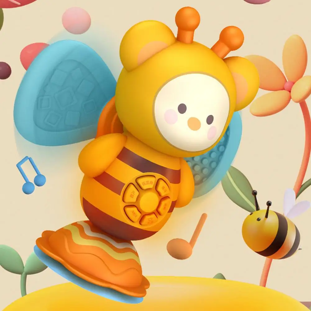 

2021 Novel Cute Bee Musical Toy With Powerful Suction Cup Safe High Chair Interactive Toy Early Education Toys For Infant Gift