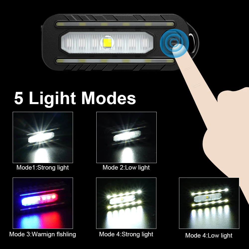Mini LED Flashlight USB Charging Safety Warning Light Waterproof Police Shoulder Clip Lights With Red Blue Work Lamp | Лампы и