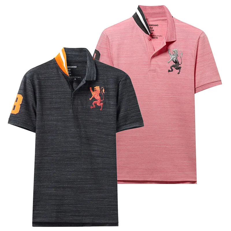 19Red Giordano поло мужское slim fit футболка Polo с короткими рукавами и принтом рубашка груди выполнена из хлопка и спандекса рубашка поло мужская - Цвет: 19Red