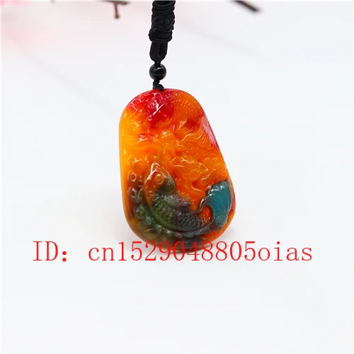 Ожерелье с подвеской в виде карпа из нефрита натурального цвета китайские