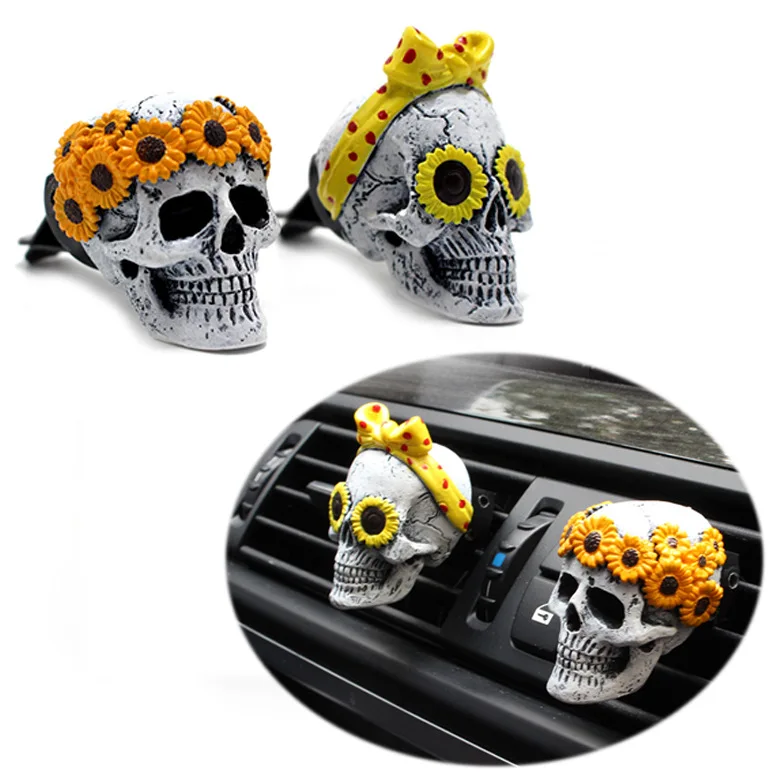 

2 Pcs Car Air Vent Clip Charms Resin Vacation Skull Shape Car Air Freshener Clip With Aromatherapy Tablet 12.5*10.5*6cm F-best