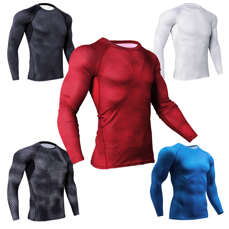 Крутая спортивная мужская быстросохнущая Облегающая рубашка для бега на