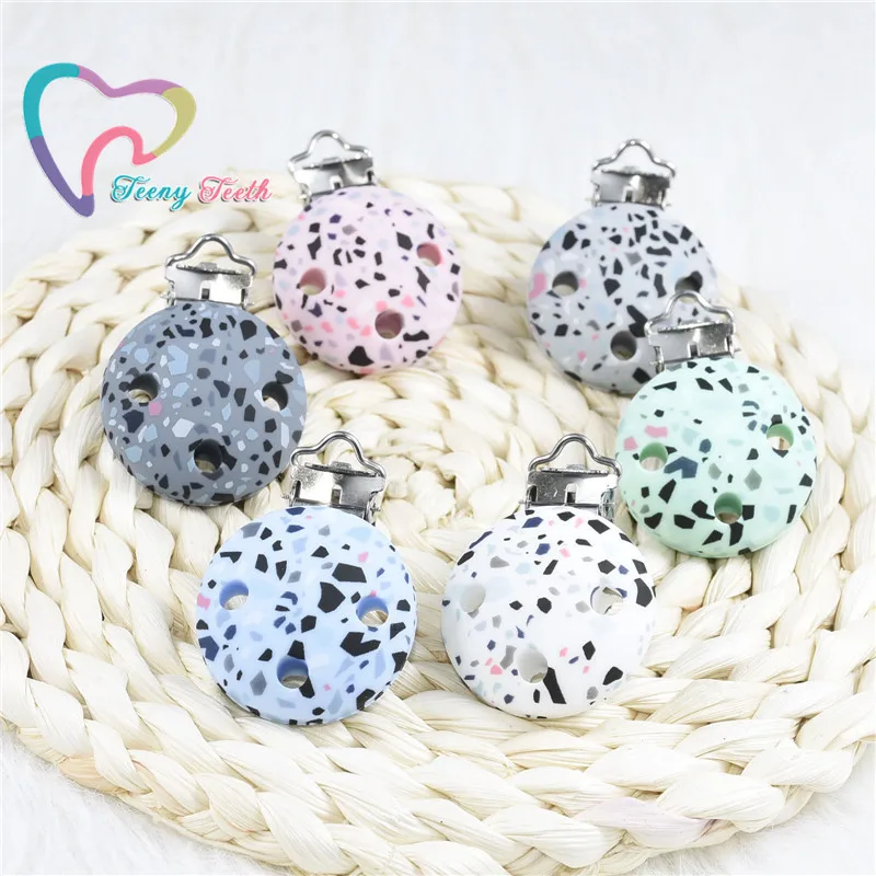 1 шт. терраццо круглая форма соски клип силиконовые бусины Детские Прорезыватели