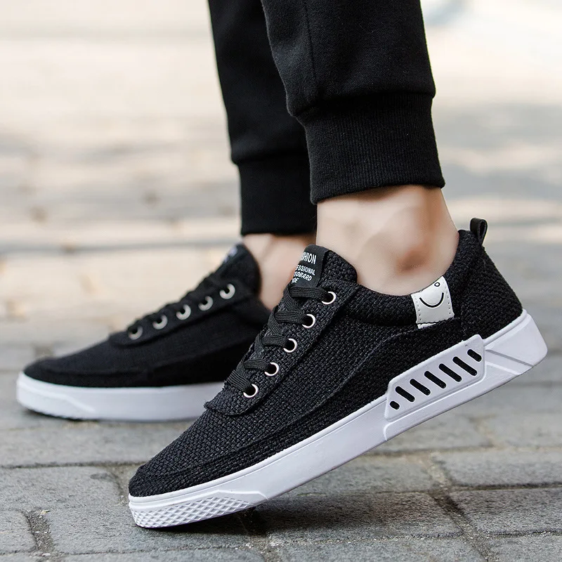 Мужская льняная парусиновая обувь дышащая повседневная модная мужская