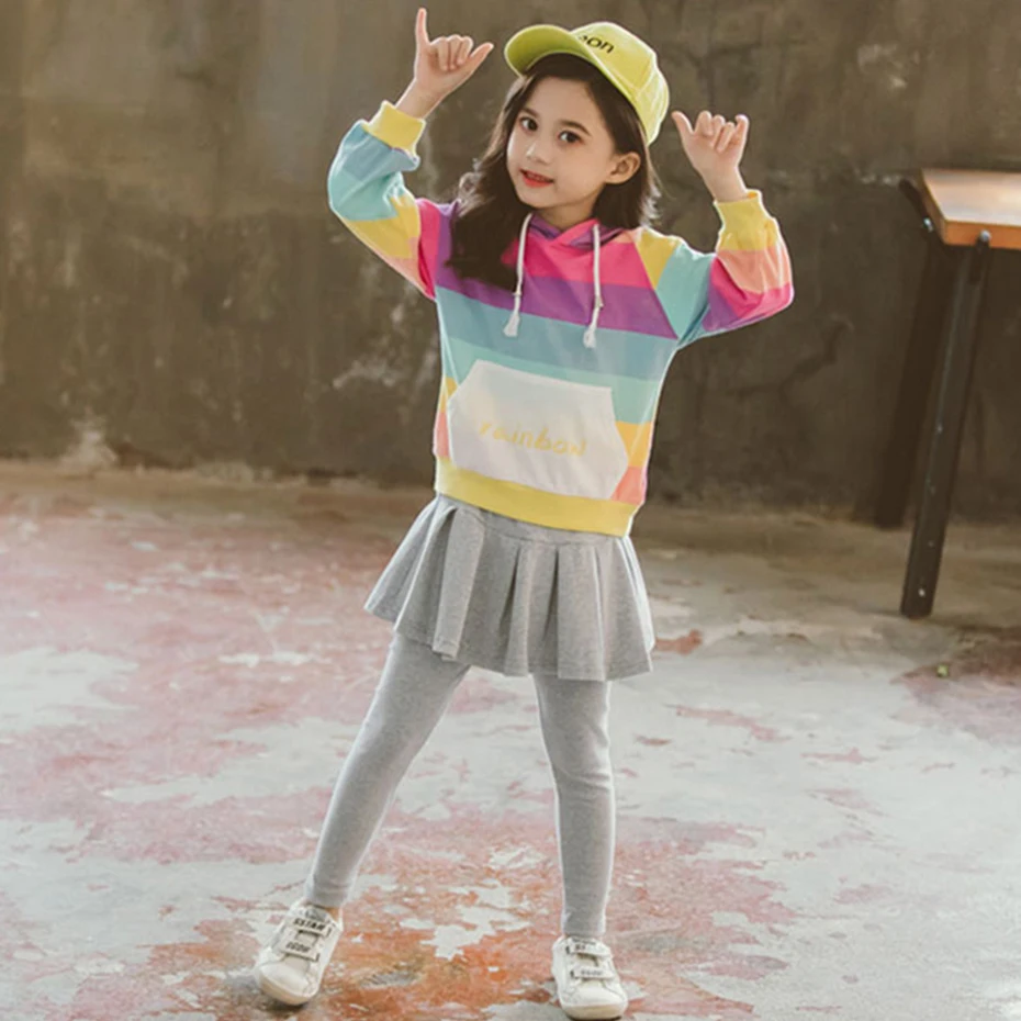Детская одежда плиссированная юбка для девочек брюки и толстовки спортивные