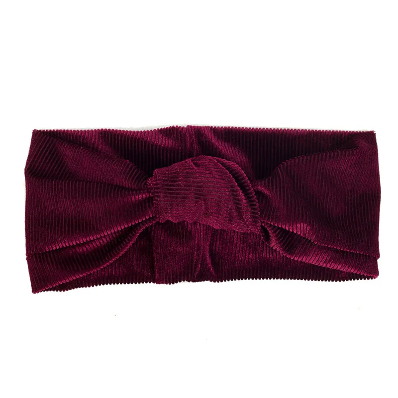 Wine red Новая мягкая стильная Эластичная головная повязка в виде чалмы, зима-осень, женская теплая бархатная повязка для волос, женские аксессуары для волос для девушек - Color: Wine red