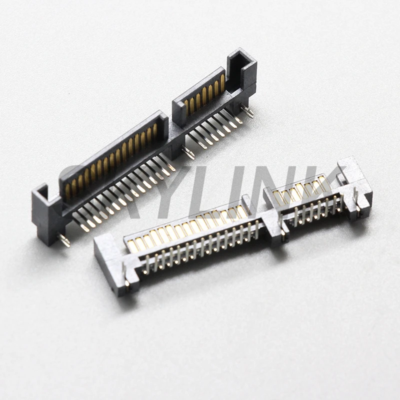 Коннектор SATA Male 7P + 15P 22Pin для интерфейса жесткого диска прямоугольный изогнутый
