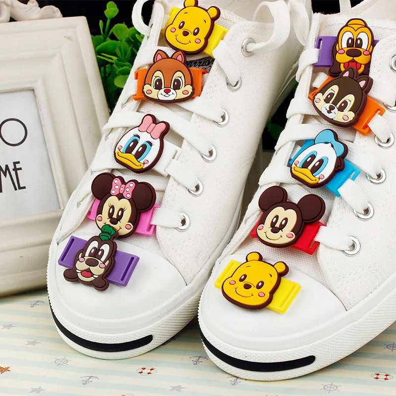 

1PCS Disney movies cartoon Character Dolls Toys Creativity Accessories for Sports Shoe Buckle Mickey Mouse Minnie Stitch alien
