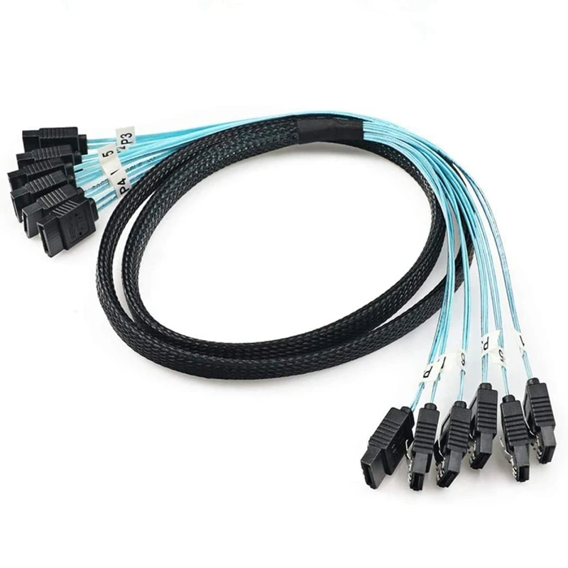 

SAS Cable High Quality SATA 3 6Gbps x 6 High Speed Serial Port Data Cable Cord for Server,6 Ports/Set