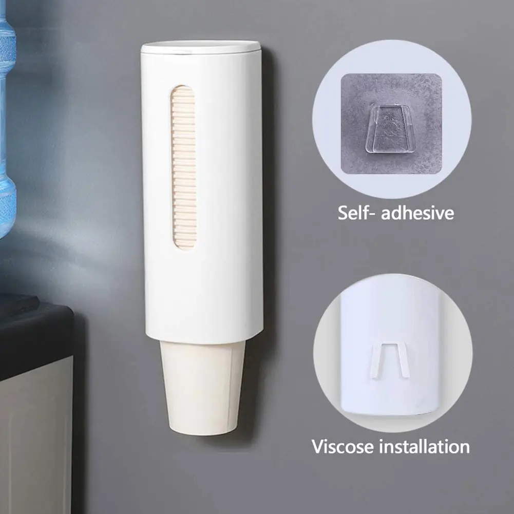 

Cup Dispenser Dust-Proof Wall Mounted Disposable Cup Plastic Cup Paper Cup Anti-dust Storage Rack For Kitchen Living room