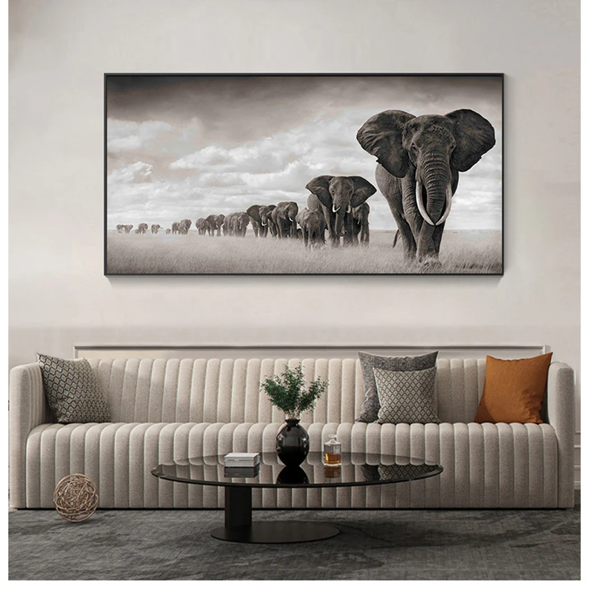 

Cuadros Wall Art Pictures For Living Room Black Africa Elephants Wild Animals Canvas Painting Scandinavia s and Prints