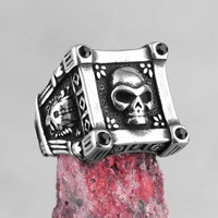 gothic skull black zircon crystal stainless steel mens rings punk for male boyfriend biker jewelry creativity gift wholesale