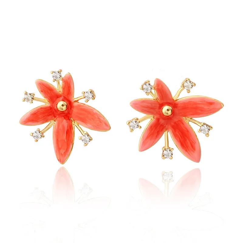 

Fashion niche personality irregular hand-painted enamel flower 925 silver needle Stud earrings simple earrings earrings women