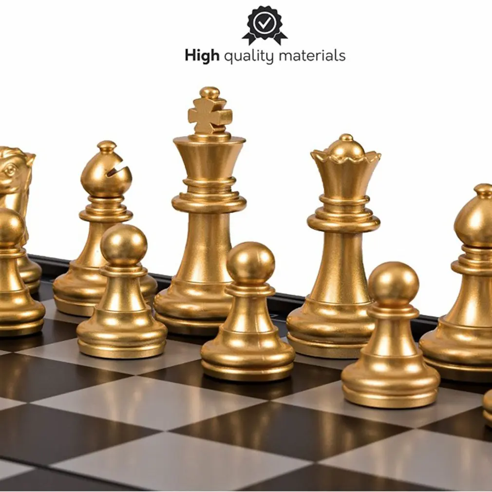 

Gold And Silver Chess Toys Magnetic Chess Suit With Folding Chessboard Travel Toy Set For Adults And Children