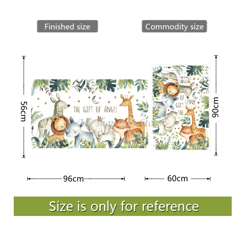 

Jungles forest Wall stickers with cute animals, painting style for living room, kids room wall decor, baby wall decor, gift mura